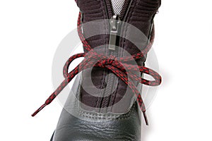 Clasp-zipper on boot.