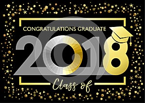 Class of 2018, congratulations graduating golden glitter card