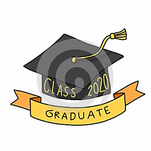 Class 2020 graduate square academic cap cartoon