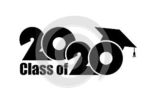 Class of 2020 with Graduation Cap. Flat simple design
