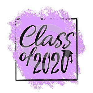 Class of 2020 with graduation cap and frame