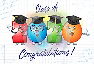 Class of 2020 year graduation cartoon banner