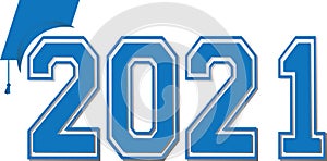 Class of 2021 Graduation Cap Graphic Blue