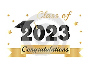 Class of 2023. Congratulations graduates graduation concept for banner. Flat style vector illustration