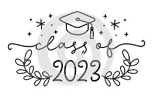CLASS OF 2023. Graduation logo with cap.