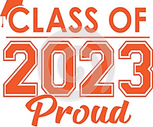 Class of 2023 PROUD Orange Stacked Graphic