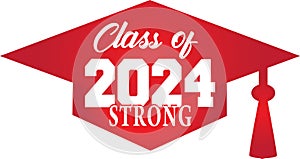 class of 2023 STRONG Red Graduation Cap