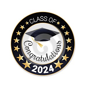 Class of 2024. Congratulations graduates logo design. Graduation design template vector illustration