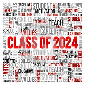 CLASS OF 2024 word cloud collage, education concept background