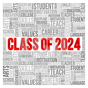 CLASS OF 2024 word cloud collage, education concept background