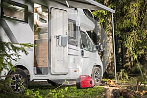 Class C Camper Van RV and a Gas Generator