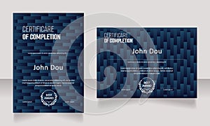 Class completion certificate design template set