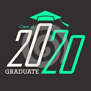 Class of 2020 Congratulations Graduate Typography with Cap and T