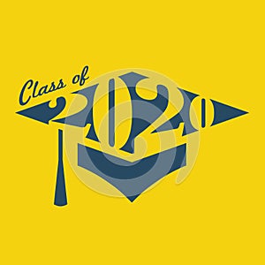 Class of 2020 Congratulations Graduate Typography with Cap and T