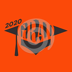 Class of 2020 Congratulations Graduate Typography with Cap