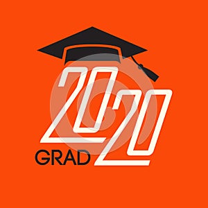 Class of 2020 Congratulations Graduate Typography with Cap and T