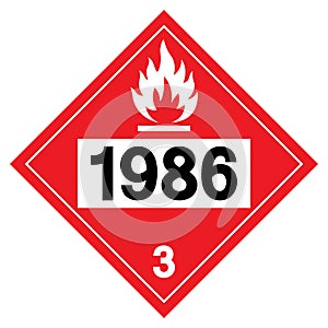 Class 3 Denatured Alcohol UN1986 Symbol Sign, Vector Illustration, Isolate On White Background, Label .EPS10 photo