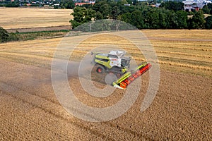 Class 8900 harvester combine working in the fields