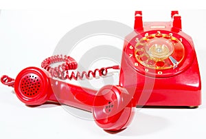 Classic 1970 - 1980 retro dial style red house tel