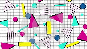 Classic 1980's and 1990's retro graphic pattern background