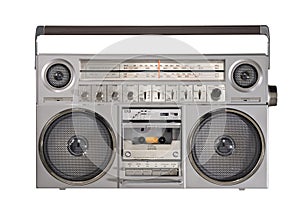 classic 1980s boom box ghettoblaster isolated on white background