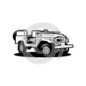 Classic 4x4 offroad overland black and white truck illustration vector isolated. Best for automotive 4x4 overland industry