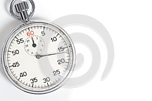 Classic 60 second stopwatch on white background