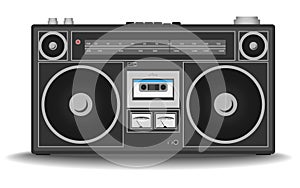 Classic 80s boombox cassette tape recorder illustration