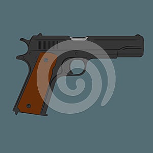 Classic 9mm pistol vector illustration. Legendary armament.