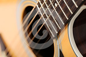 Classic acoustic guitar at weird and unusual perspective