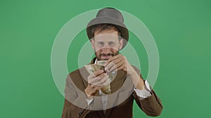 Classic Adult Man Throwing Money To The Camera