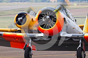 Classic Aerobatic Aircraft At Airport With Engines Running