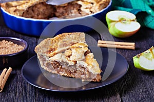 Classic american autumn apple pie, top view