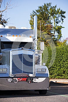 Classic American Big rig semi truck tractor with chrome details