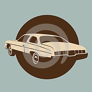 Classic American car,vector illustration,profile view