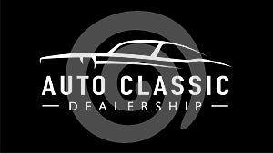 Classic American concept style sports muscle car auto logo silhouette