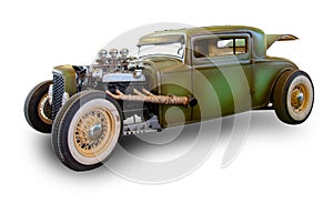 Classic American Hot Rod car. White background