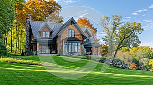 Classic american house exterior entrance porch and curb appeal