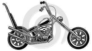 Classic american motorcycle on white background