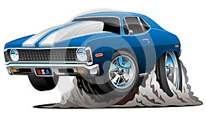 Classic American Muscle Car Cartoon Vector Illustration