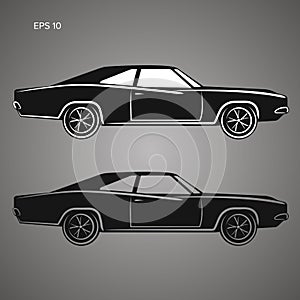 Classic american muscle car vector illustration icon