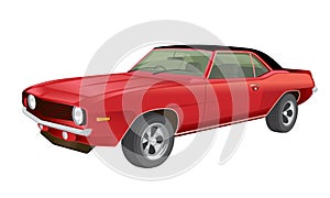 Classic American Muscle car vector illustration red body paint