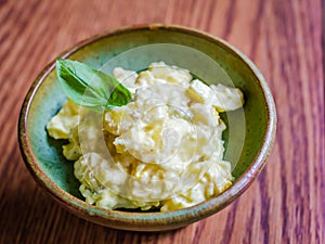 Classic American potato salad made with creamy mayonnaise dressing.