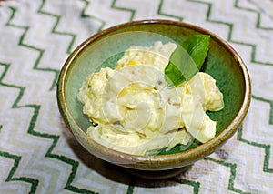 Classic American potato salad made with creamy mayonnaise dressing.