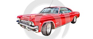 Classic American 1960s Chevy Impala isolated on a white background