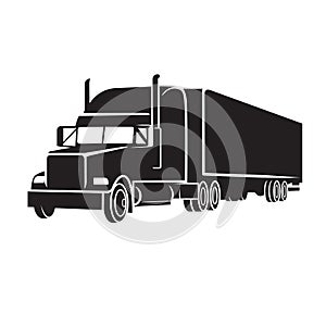 Classic american truck vector illustration icon. Retro freighter truck.