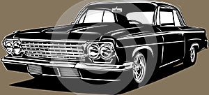 Classic american vintage retro custom car Chevrolet Impala