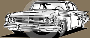 Classic american vintage retro custom car Chevy Impala