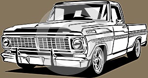 Classic american vintage retro custom car Ford F 100 photo