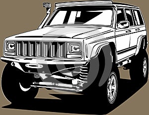 Classic american vintage retro custom car Jeep Cherokee